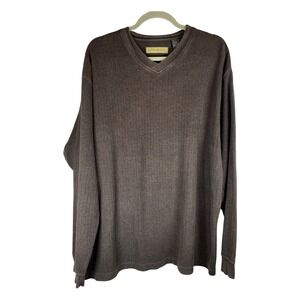 Naturalife Ribbed V-Neck Sweater Mens XXL Brown Excellent Cotton Pullover